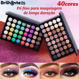 Paleta de Sombras com 40 Cores - Acabamento Matte e Shimmer, Alta Pigmentação, Efeito Esfumado e Longa Duração. em Oferta na Shopee