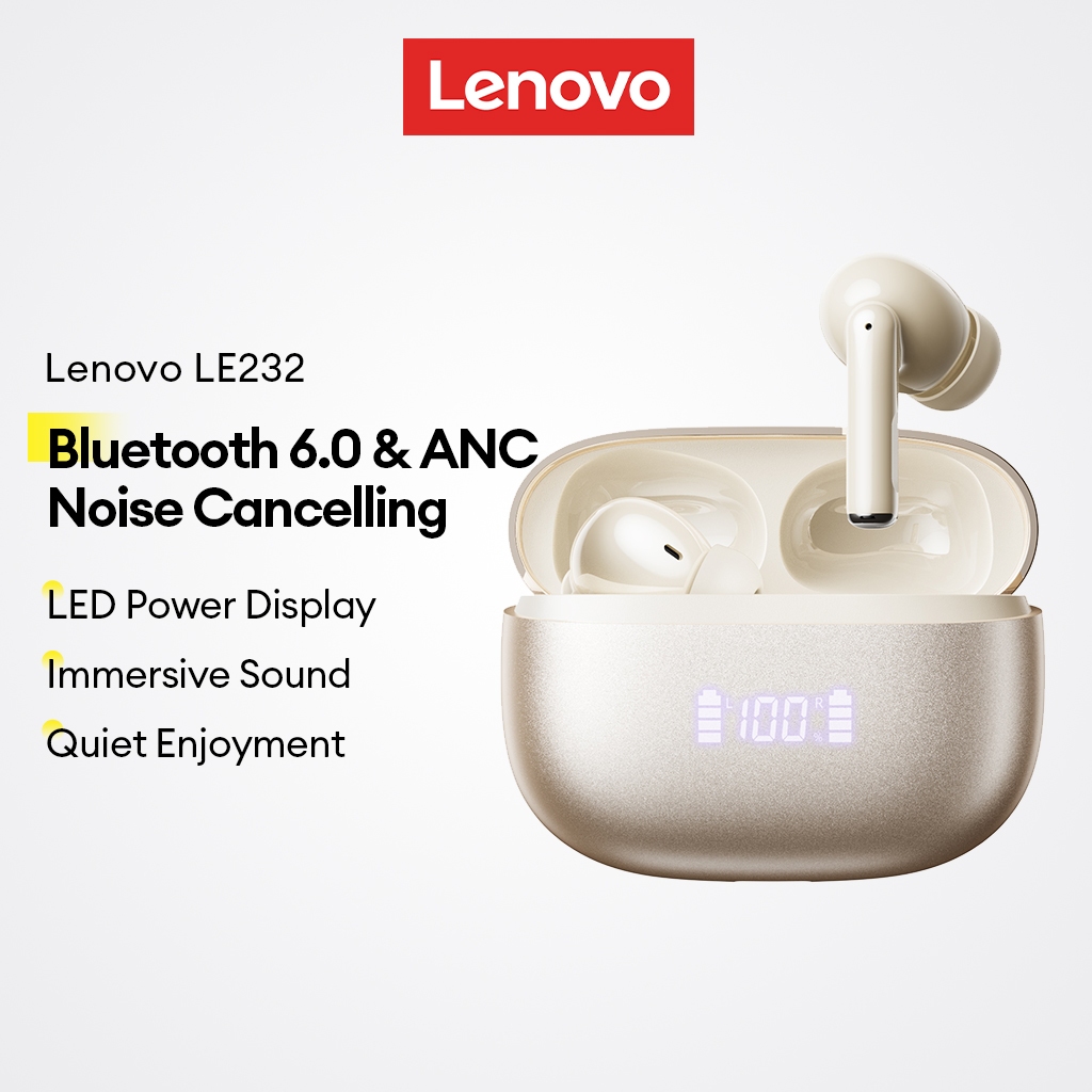 Fones De Ouvido Bluetooth Lenovo LE232 ANC E Sem Fio Com 6.0 Cancelamento De Ruído Ativo Display LED em Oferta na Shopee
