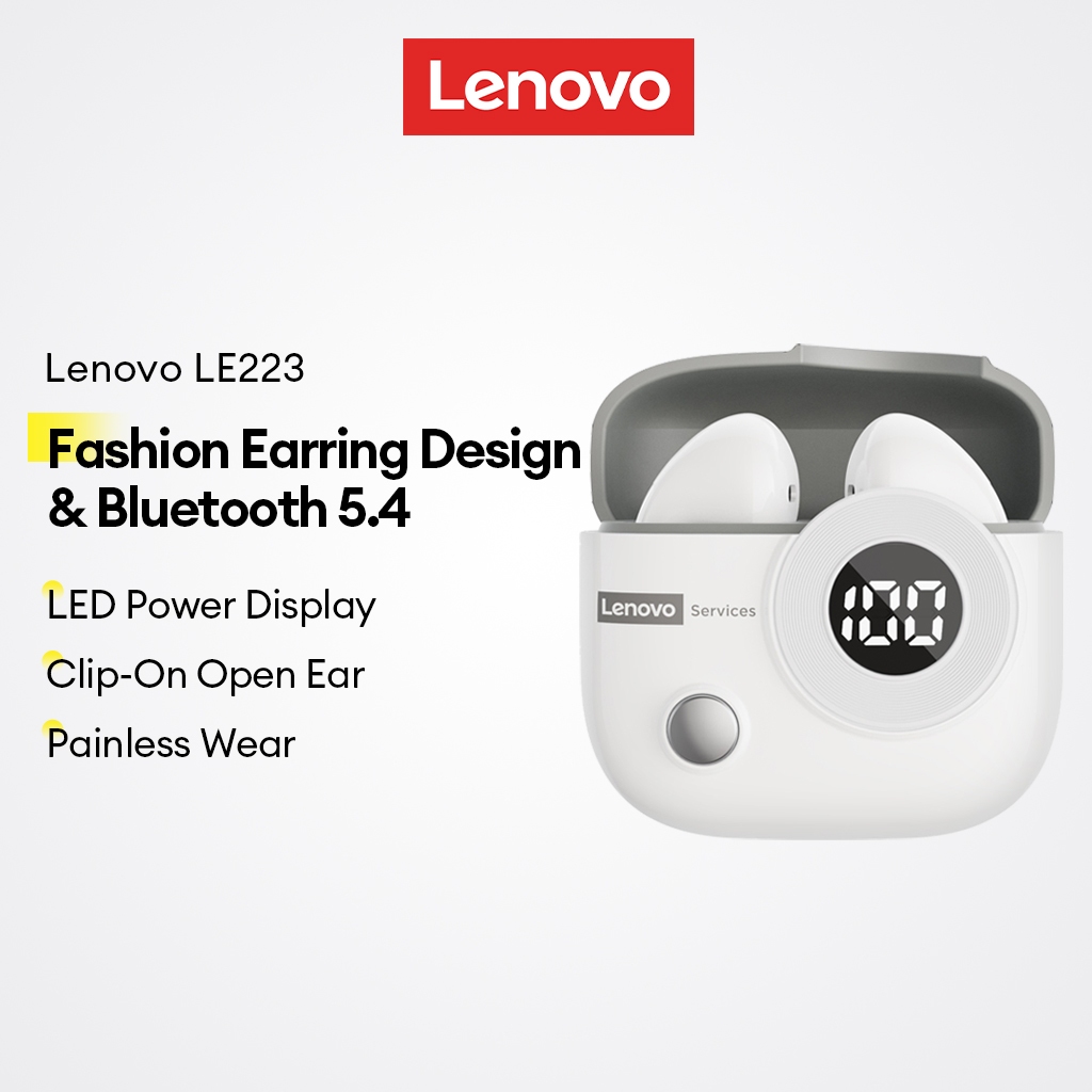 Lenovo LE233 Fones De Ouvido Bluetooth E Clipe Em Sem Fio Com 5.4 Display LED Mais Design De Brinco Fashion em Oferta na Shopee