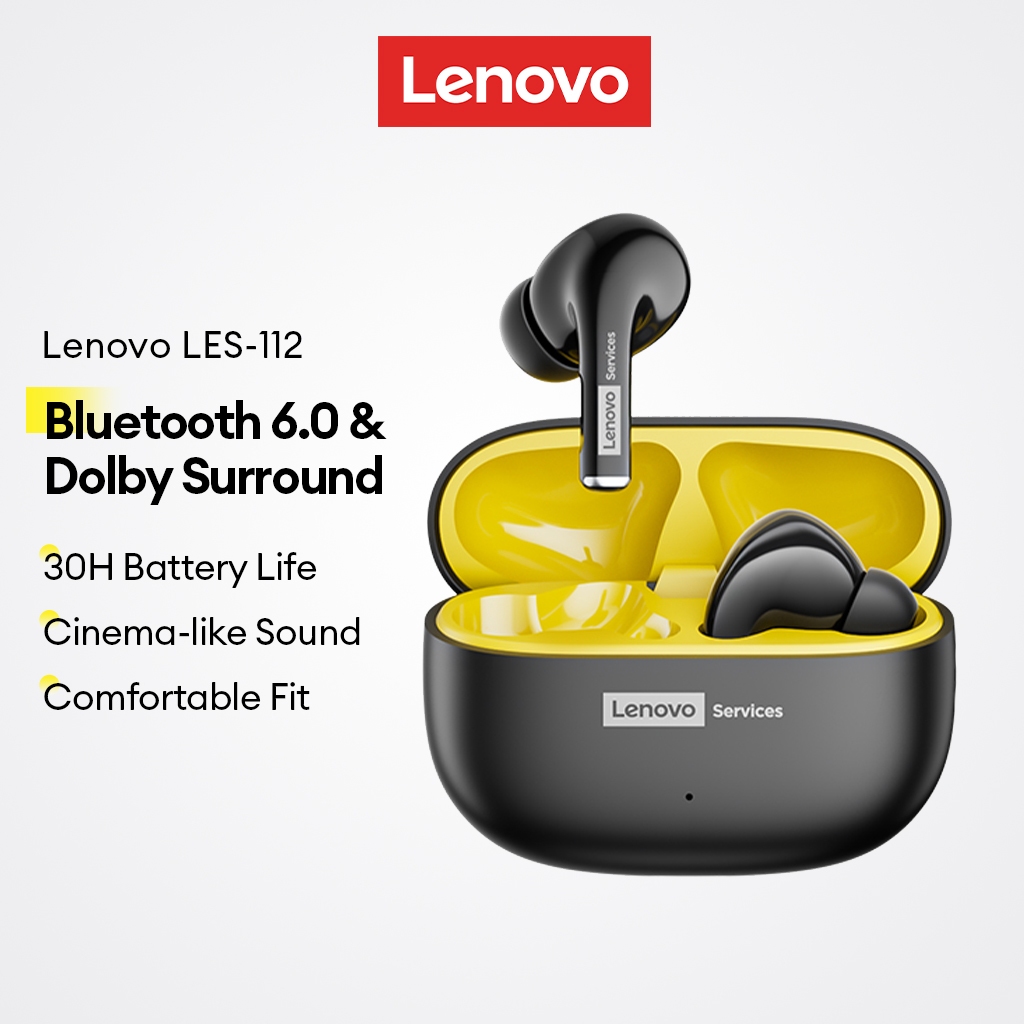 Fones De Ouvido Bluetooth Lenovo LES-112 E Sem Fio Com 6.0 Dolby Surround Sound Mais Bateria De 30H em Oferta na Shopee