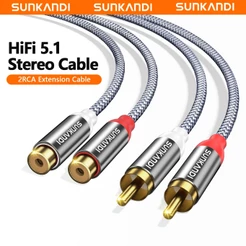 SUNKANDI 2 RCA Cabo De Extensão Áudio Trançado De Alta Fidelidade Com Qualidade De Som Para CD TV