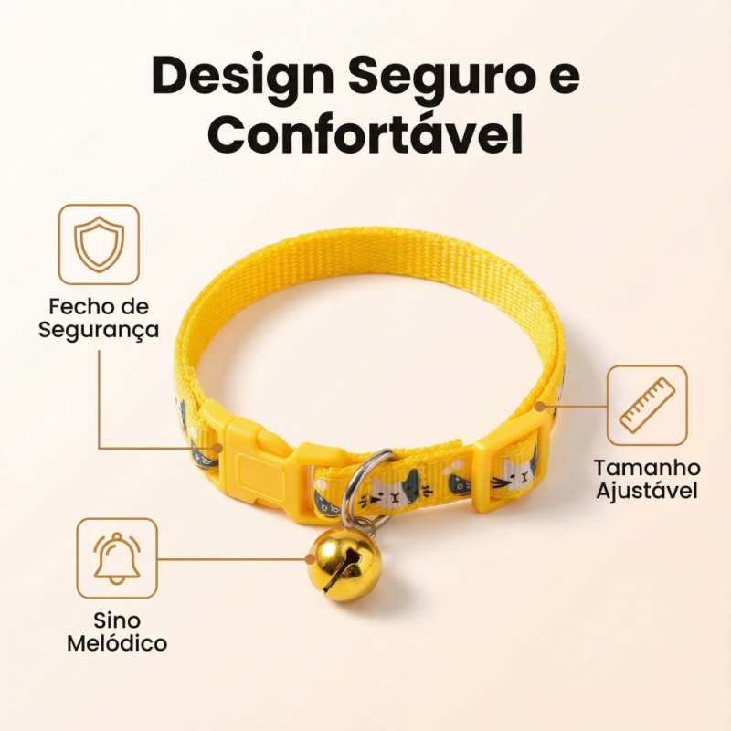 Coleira com Sino para Animais de Estimação - Coleira para Gato e Cachorro
