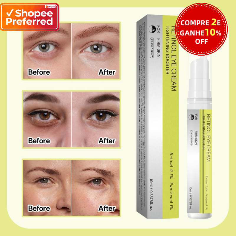 Retinol Anti-Idade Sérum de Olhos | Com Massageador Firmador Minimiza Linhas Fácil Absorção