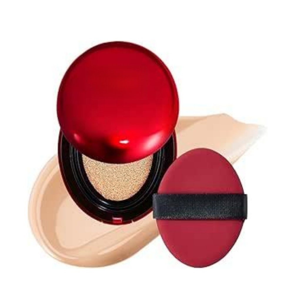 Base Almofada Vermelha TIRTIR Mask fit | Cobertura Total , Sem Peso , Ajuste De Pele , Acabamento Acetinado Brilhante ,