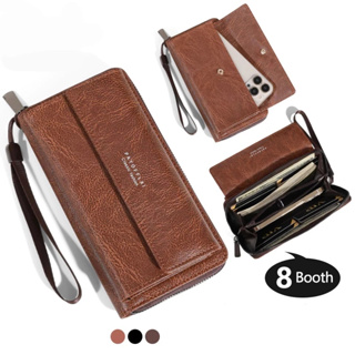 Frete Grátis! Carteira Longa Com Zíper De Camada Dupla - Bolsa Para Celular Masculina PU De Grande Capacidade em Oferta na Shopee