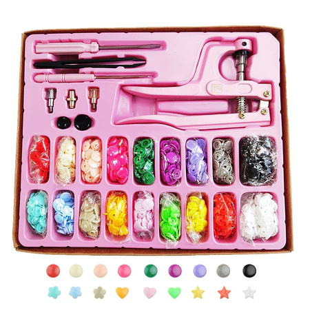 Alicate 3 em 1 Pregar Botão Pressão Plástico Metal Ritas e Ilhós - Matriz Rosa - Kit Original em Oferta na Shopee