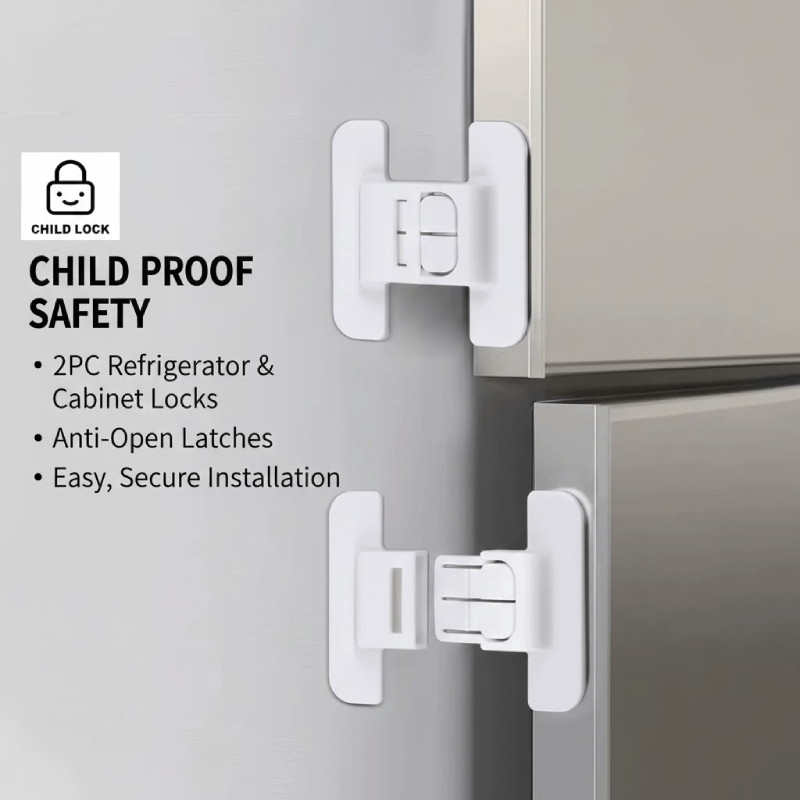 2 Fechaduras De Geladeira E Armário Dos Pces , Travas De Segurança Anti-Abertos À Prova De Crianças Para O Bebê Natal An