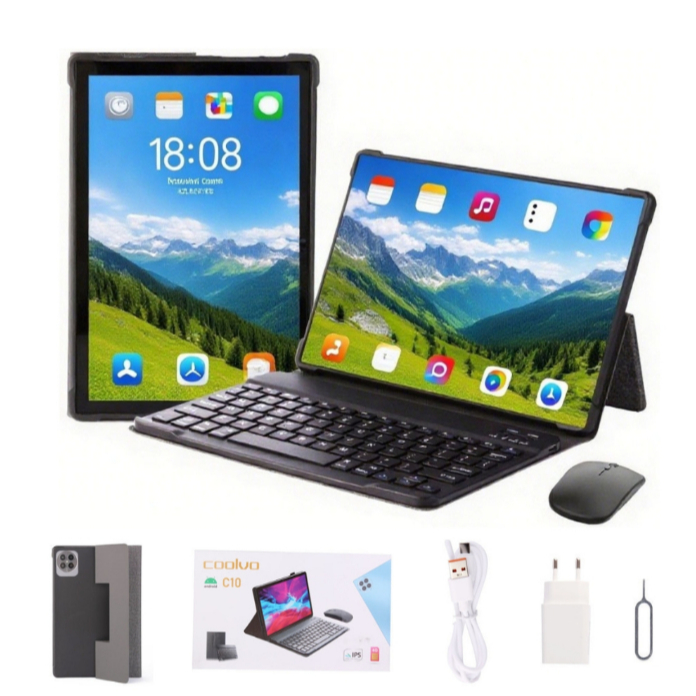 Tablet C10 10.1 " – 8 Gb De RAM , 250 , Android 13 , Dual SIM 4G/WiFi , Kit Completo Com Teclado , Caixa De Tecido E Câm