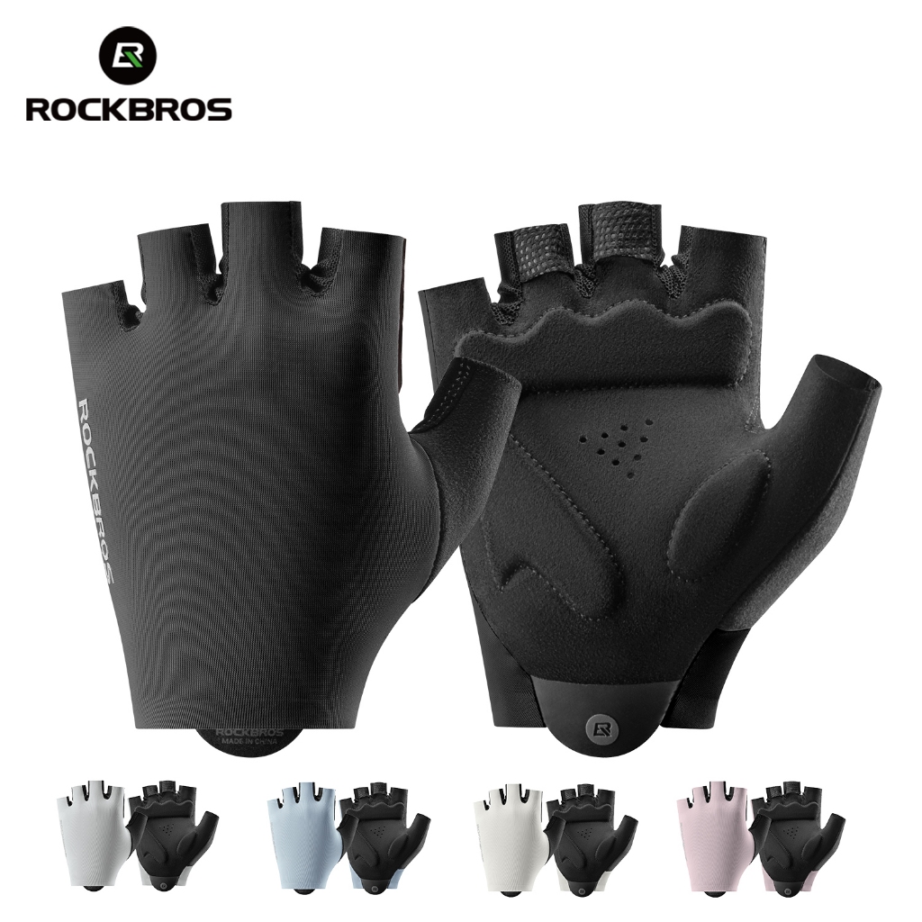 ROCKBROS Luvas De Ciclismo Unissex Leve Dedo Curto Alta Elástica Respirável Anti Deslizamento Absorção De Choque MTB Bic em Oferta na Shopee