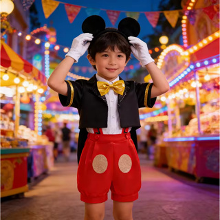 Kids boys short-sleeved 3-piece cosplay Mickey Fantasy Boys performance top + shirt + coat 3-piece set em Oferta na Shopee