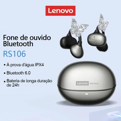 Lenovo RS106 Fone De Ouvido Bluetooth ENC Ruído Inteligente Alta Fidelidade Som Estéreo IPX4 Sweatproof Sem Fio 6.0