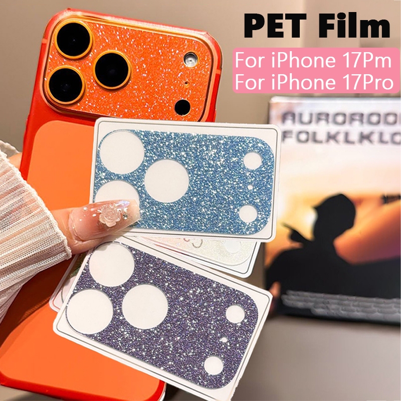 Filme Base De Câmera Com Glitter Para iPhone 17 Pro Max 17Pro Capa De Lente De Fibra PET Macia Decoração Protetora Oca