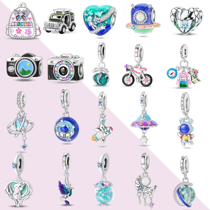 Aventura mochila grânulo jóias borboleta relógio lua grânulo pingente adequado para placa Original pulseira colar DIY se em Oferta na Shopee