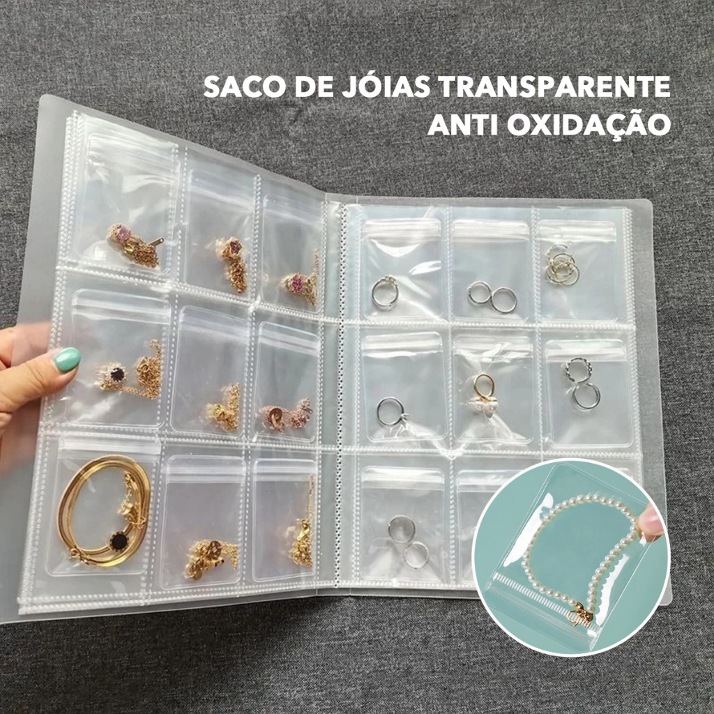 100/80/40/20Pcs Saco De Jóias Transparente Anti Oxidação Brincos Colar Manual Saco De Armazenamento Portátil em Oferta na Shopee
