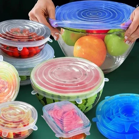 Kit 18 Tampas De Silicone Elásticas Reutilizáveis Universais Para Panelas , Geladeira De Cozinha em Oferta na Shopee