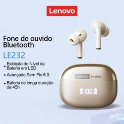 Lenovo LE232 ANC True Wireless Bluetooth Fones De Ouvido Cancelamento Ativo De Ruído Até 45 Horas De Duração Da Bateria