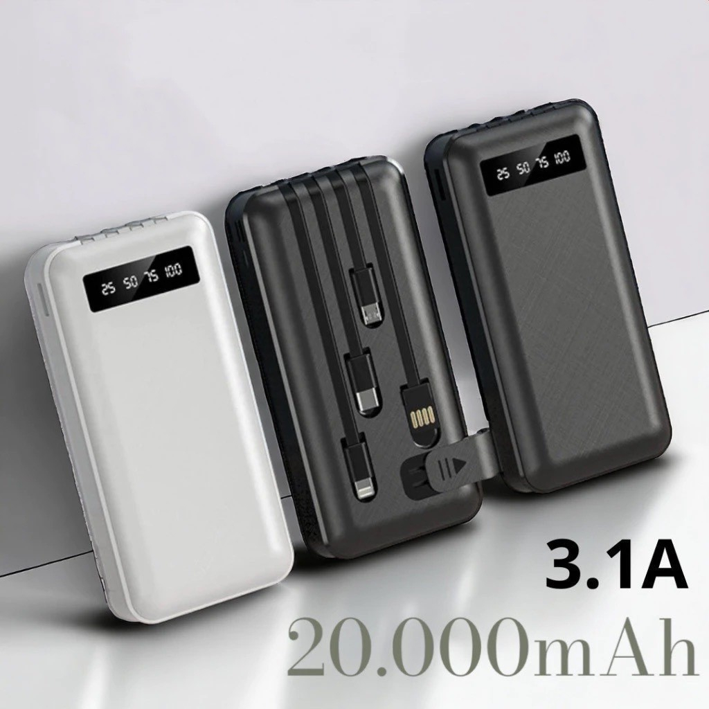 Carregador Power Bank Portátil de celular 20000mah Universal Saida 4 Cabos