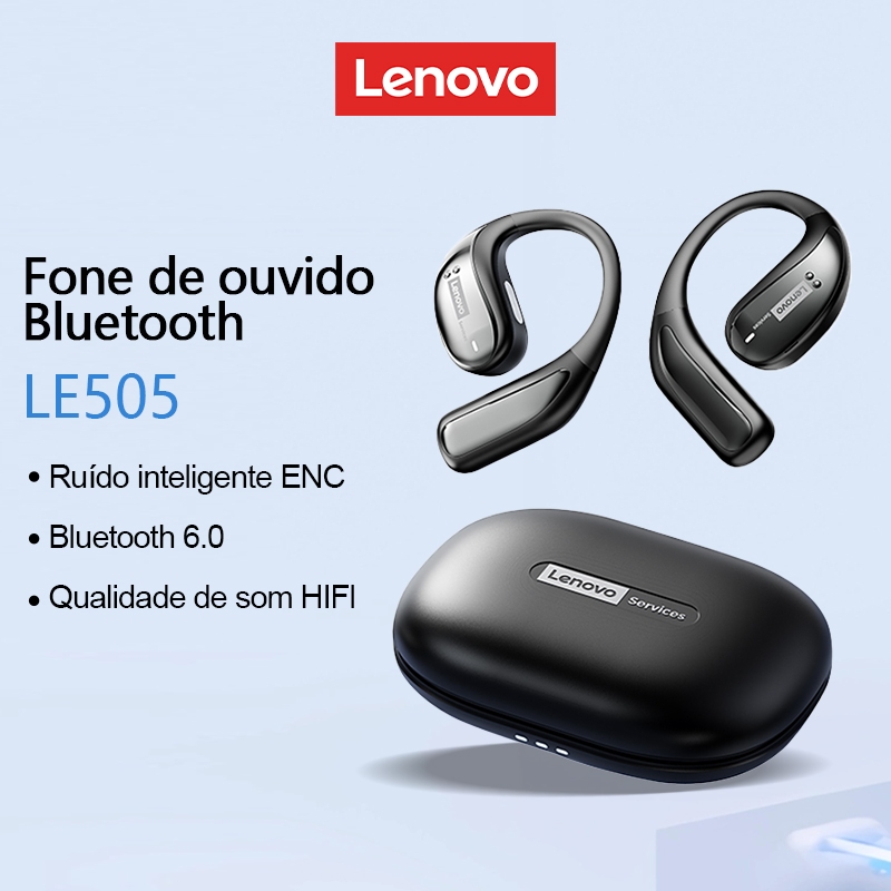 Lenovo LE505 Fones de Ouvido Bluetooth 6.0 com Display Digital da Bateria, Longa Duração da Bateria