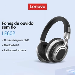 Lenovo LE602 Fone de Ouvido Bluetooth com Redução de Ruído, Toque Inteligente, Com Microfone, V6.0