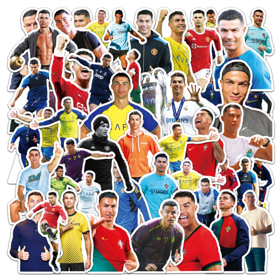 50 Pçs Dos Desenhos Animados Legal Jogador De Futebol Cristiano Ronaldo À Prova Dwaterproof Água Casa Decalque Adesivo P