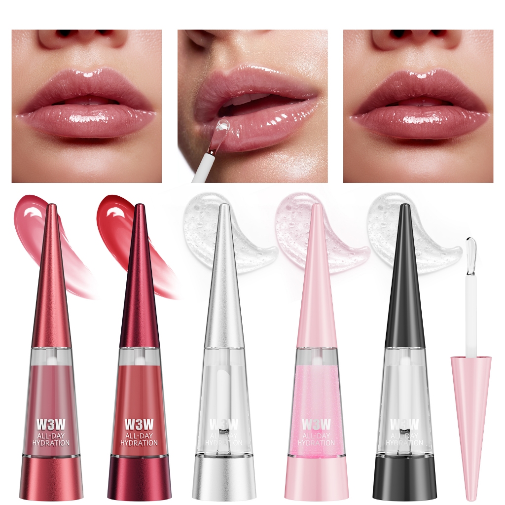 Óleo labial transparente rico W3W, hidratante, não pegajoso, hidratante, brilhante, com brilho fino, lábios volumosos, c em Oferta na Shopee