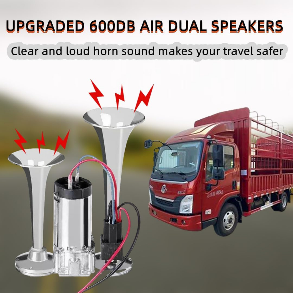 Buzina De Trem 2 cornetas 12v para carro moto van universal — imagem 2 de 2