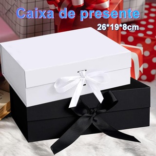 26*19*8cm Conjunto de Caixa de Presente Magnética de Luxo Preto,Caixa de presente dobrável com laço,Flip flip caixa em Oferta na Shopee