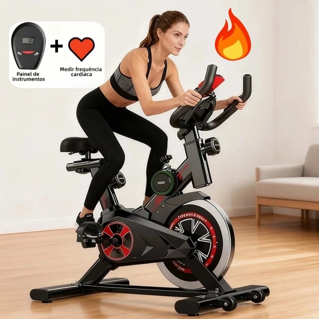 Bicicleta Bike Ergometrica Spinning Detecção De Frequência Cardíaca Academia Fitness Profi...