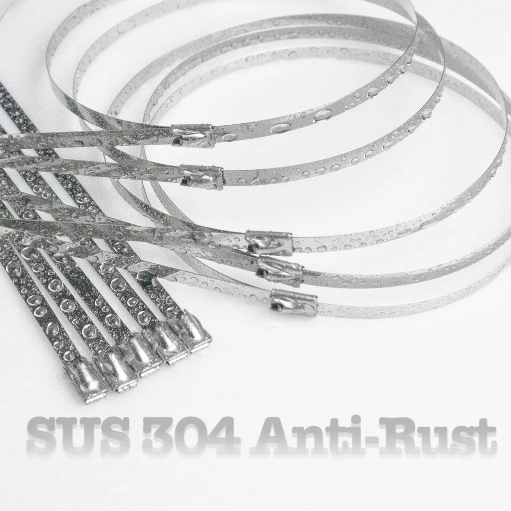 Kit 100 Peças abraçadeiras Zip Tie Para Termotape Em Aço Inox 4.6X300mm à prova de ferrugem, durável, grau Industrial