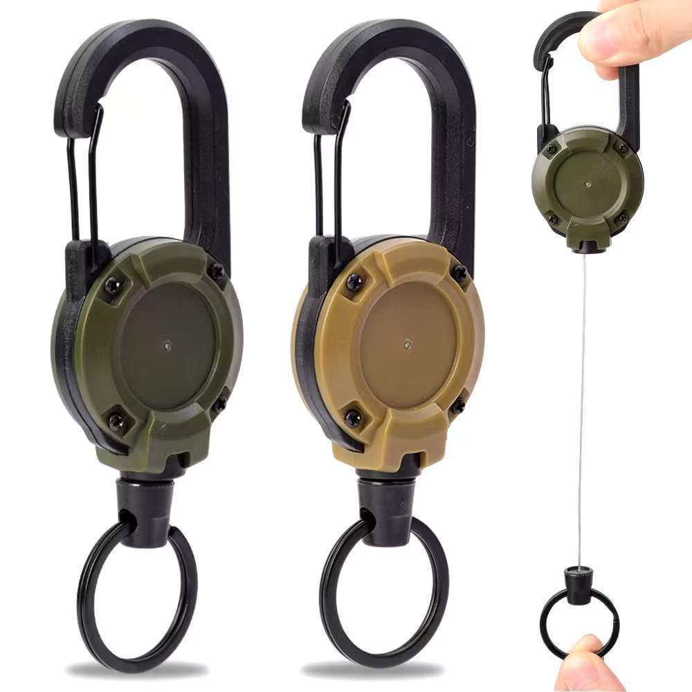 Chaveiro Mosquetão Tático Extensível Retrátil Anti-Perda De 60 Cm