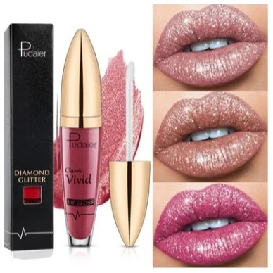 Brilho Labial Com De Diamante , Batom Líquido Fosco , Cosméticos À Prova D'água Em Cor Pérola