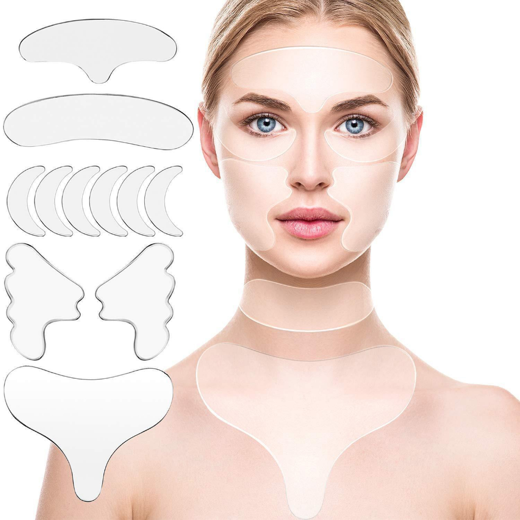 Kit 16 Peças Reutilizável para Rosto Adesivo Fita Gel Silicone Anti-rugas Linhas Faciais em Oferta na Shopee