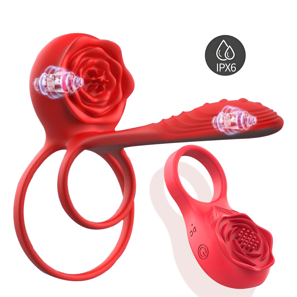 Anel Vibratório App Controle Rose Vibrador Masculino Pênis Anel Peniano Com Estimulador De Clitóris