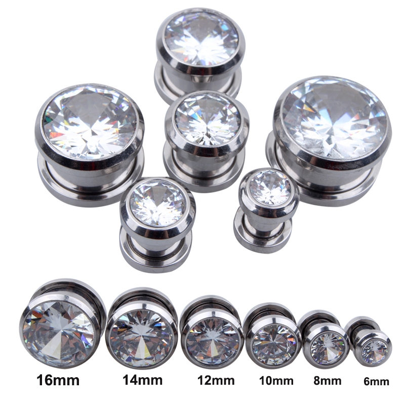 Kit 2 De Expansor De Ouvido Aço Inoxidável Brincos Unisex Body Piercing Jóias