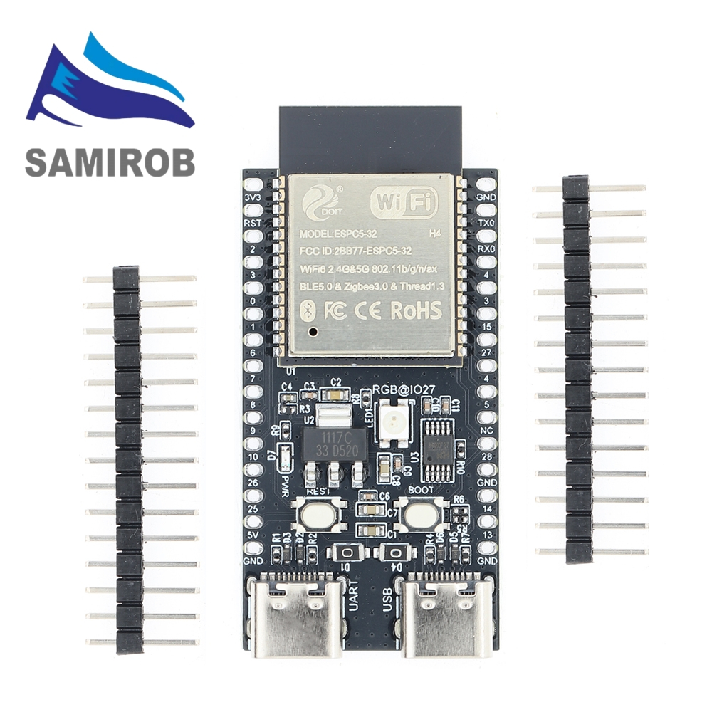 Placa De Desenvolvimento ESP32-C5-DevKitC-1 Módulo WIFI De Dupla Frequência 2.4G 5GHz Com Pino N4 4MB Flash 6 CH340 30PI