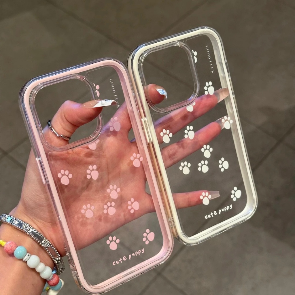 3 Em 1 Gato Pata Capinha Capa Para IPhone 13 11 12 14 15 16 17 Ar Pro Max Normal Transparente Acrílico Anti-Impacto Caso