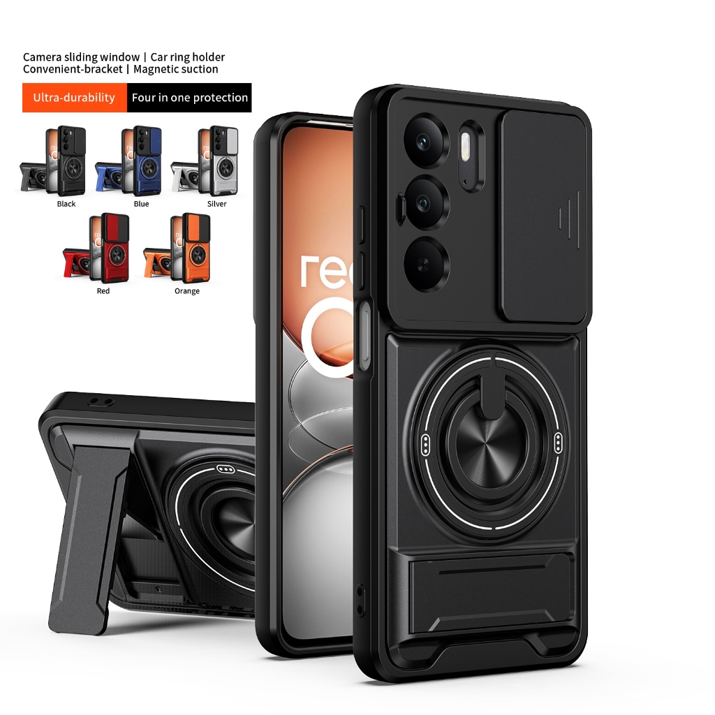 Realme C85 C75 C75X C71 C63 C61 C55 Pro 5G 4G Caso Armadura À Prova De Choque Slide Caixa Magnética Anel Suporte Câmera em Oferta na Shopee