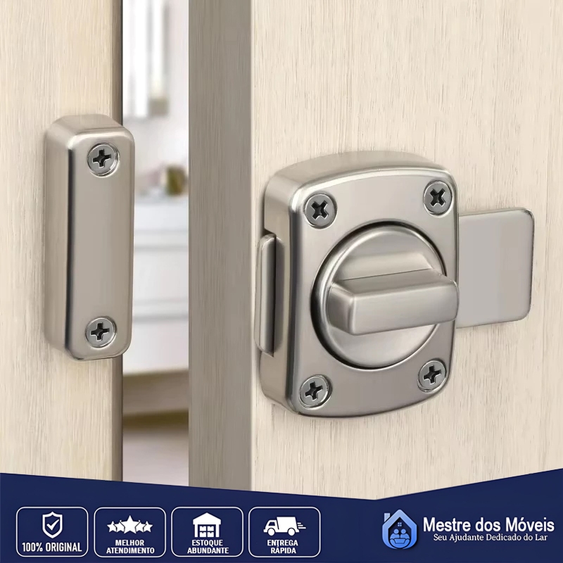 Fechadura Trava De Segurança liga de zinco Porta De Aço Inox Tranca Anti Roubo Fácil instalação Prata em Oferta na Shopee