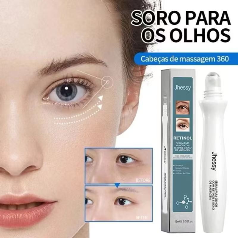 Sérum Roll-On para Olhos 15ml - Reduz Olheiras e Rugas , Design Gelado para Bolsas e Inchaço, Suave para Pele Sensível