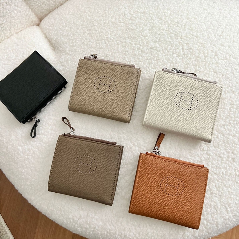 Nova moda carteira de couro genuíno senhoras Mini dobrável titular do cartão primeira camada bolsa de moedas presente fe
