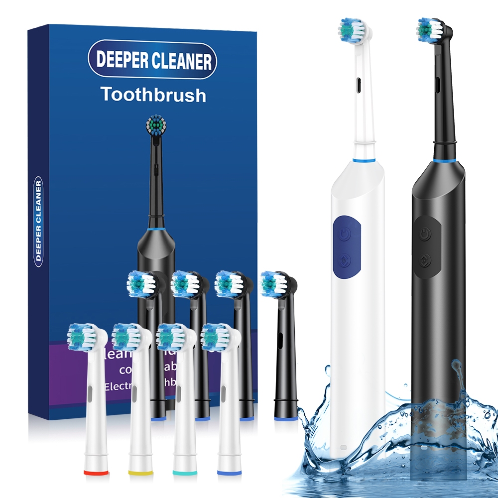 Escova De Dentes Elétrica , 5 Modos E 4 Cabeças De , Rotativa Recarregável Para Família , Sensíveis , Abraços , Viagens