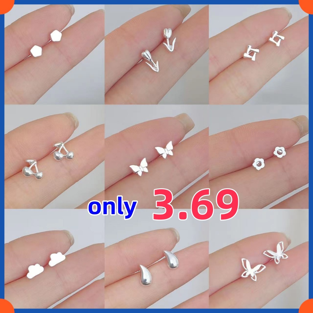 925 Brincos Silver Stud/De Design Simples Para Meninas Estilo ins Novo em Oferta na Shopee