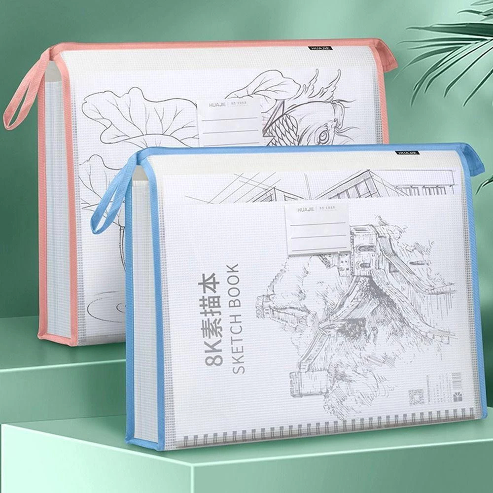 Bolsa De Arquivo De Arte EVA Transparente Espessada A3 Com Zíper , tutorial Portátil Armazenamento De Papel .