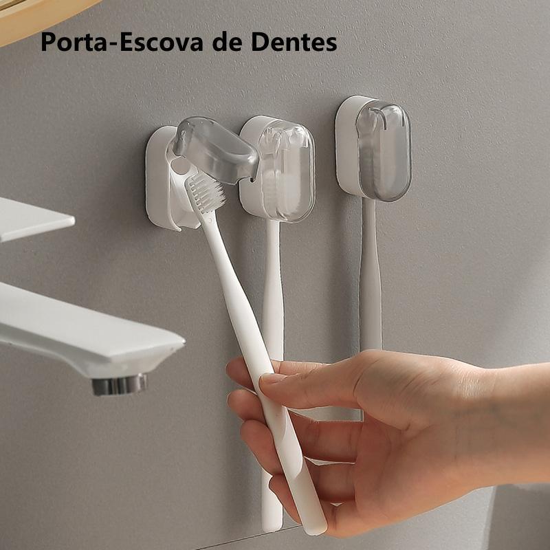 Porta-Escova de Dentes com Tampa Antipoeira - Design Montado Na Parede Acabe com Bactérias e Bagunça e Fácil de Instalar