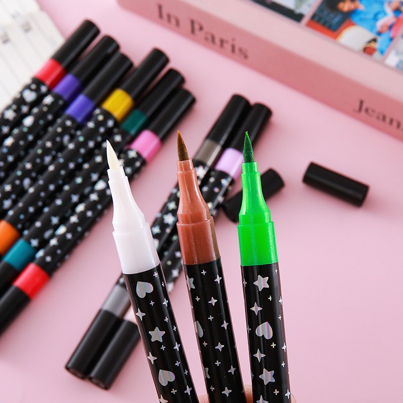 Marcador metálico de glitter de cabeça dupla marcador de cabeça dupla brilhante 2/24/48 peças em Oferta na Shopee