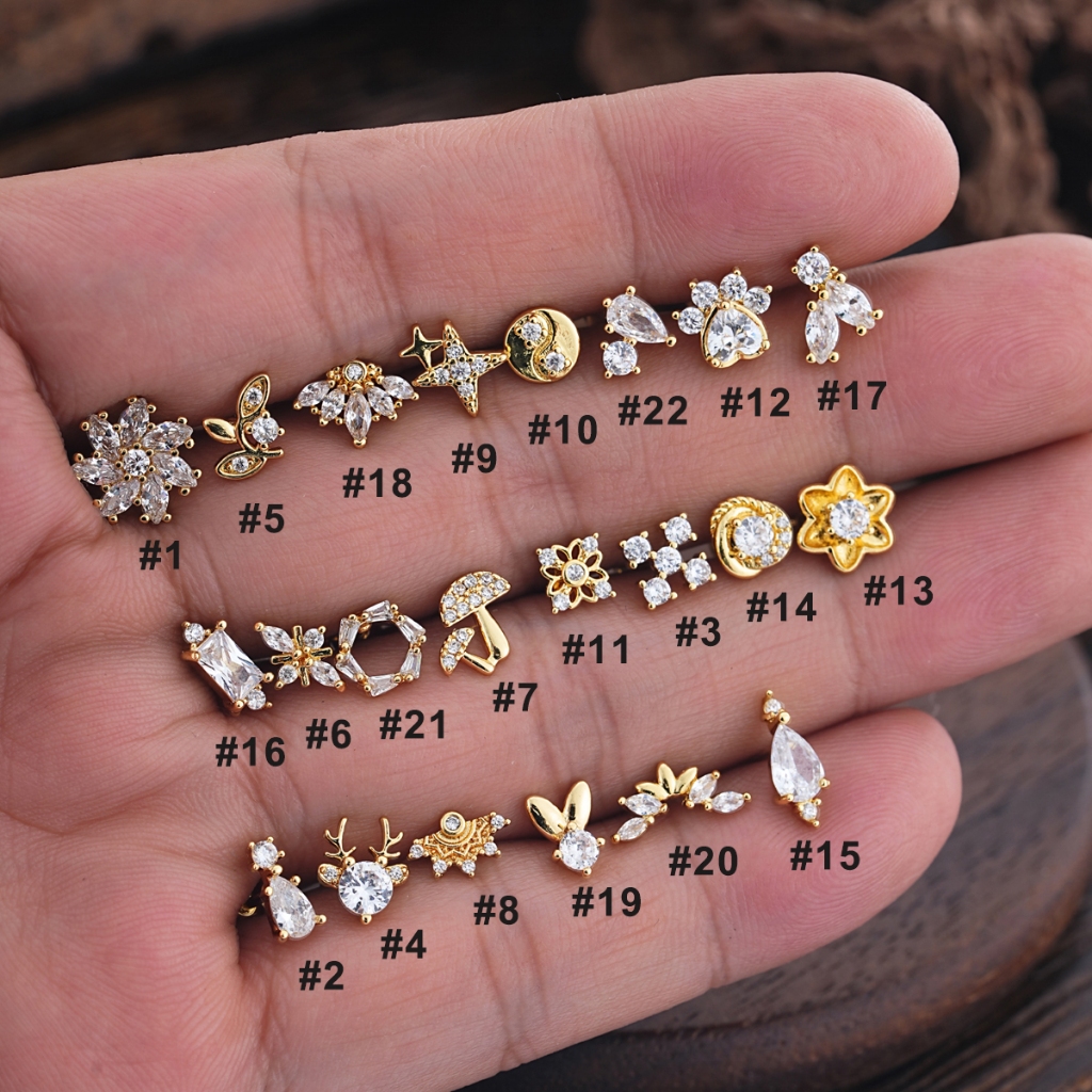 Zircão Piercing De Orelha Aço Inoxidável Brincos Feminino Joia Piercing Hipoalergênicas