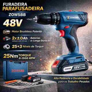 Furadeira parafusadeira Geral Bosch GSB 6-115 48v Brushless Furadeira elétrica  2 Baterias furadeira de impacto elétrica