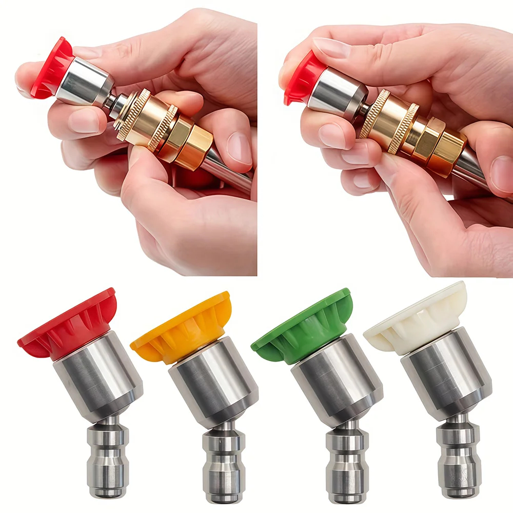 Bicos Turbo De Conexão Rápida De Aço Inoxidável De 360 Graus 1/4 " 0-40 ° Acessórios Para Lavagem De Carros Com Ponta De em Oferta na Shopee