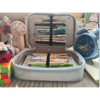 Caixa de grande capacidade Bolsa cosmética com vários compartimentos Estojo para lápis de estudante Estojo para lápis em Oferta na Shopee