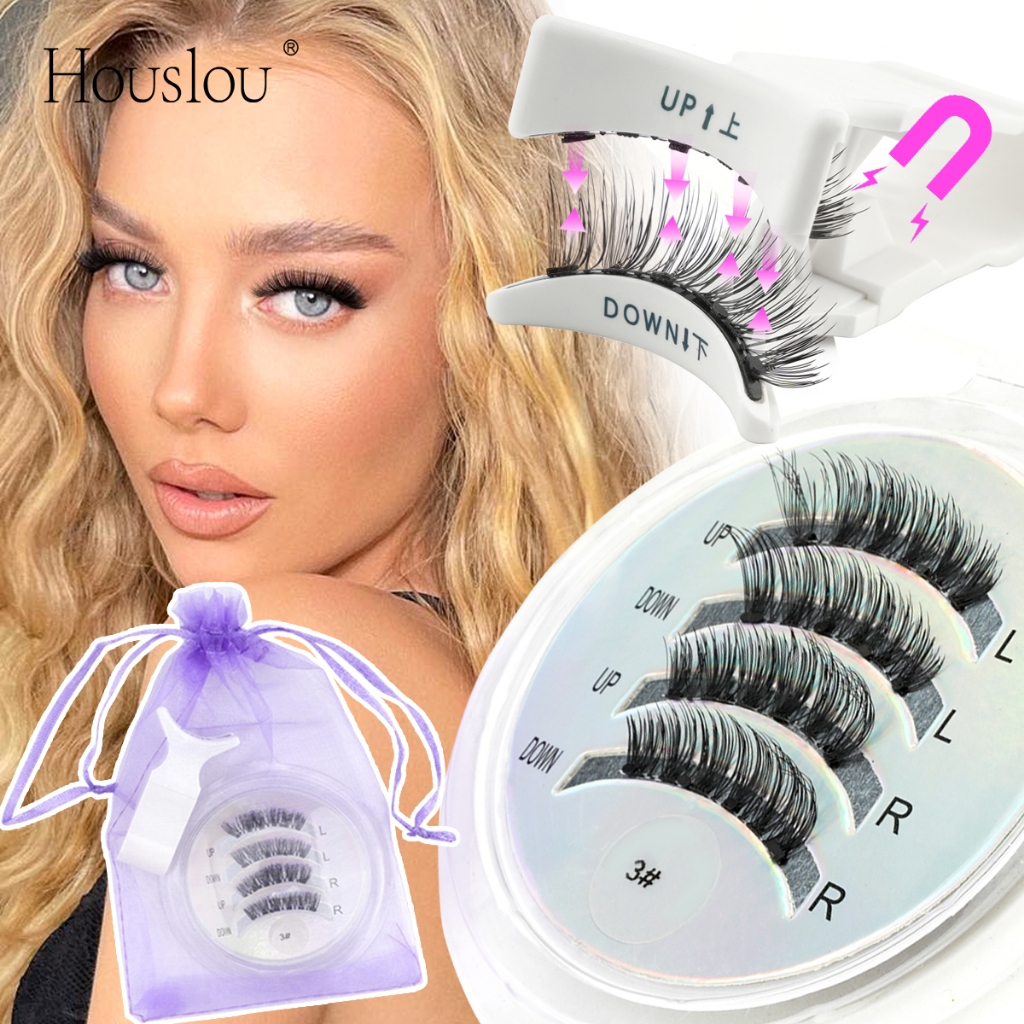 Houslou 1 Par De Cílios Magnéticos , Postiços De Aparência Natural Com Clipe Magnético Conjunto em Oferta na Shopee